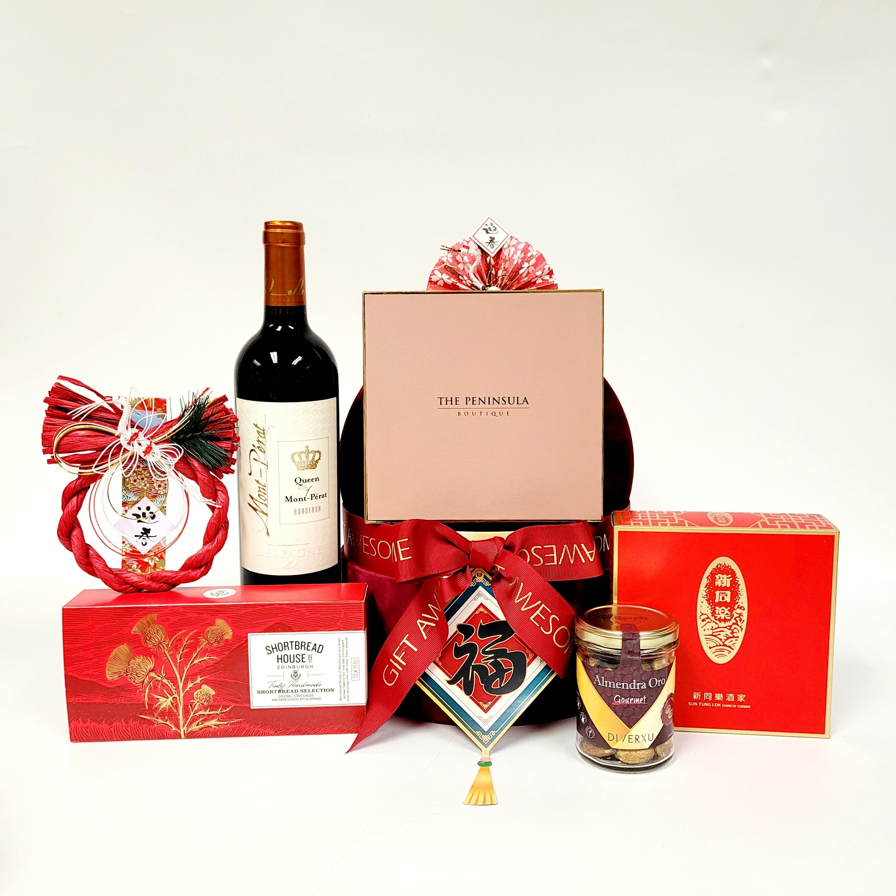 Red Blessing Hamper with Red Wine – Gift Awesome