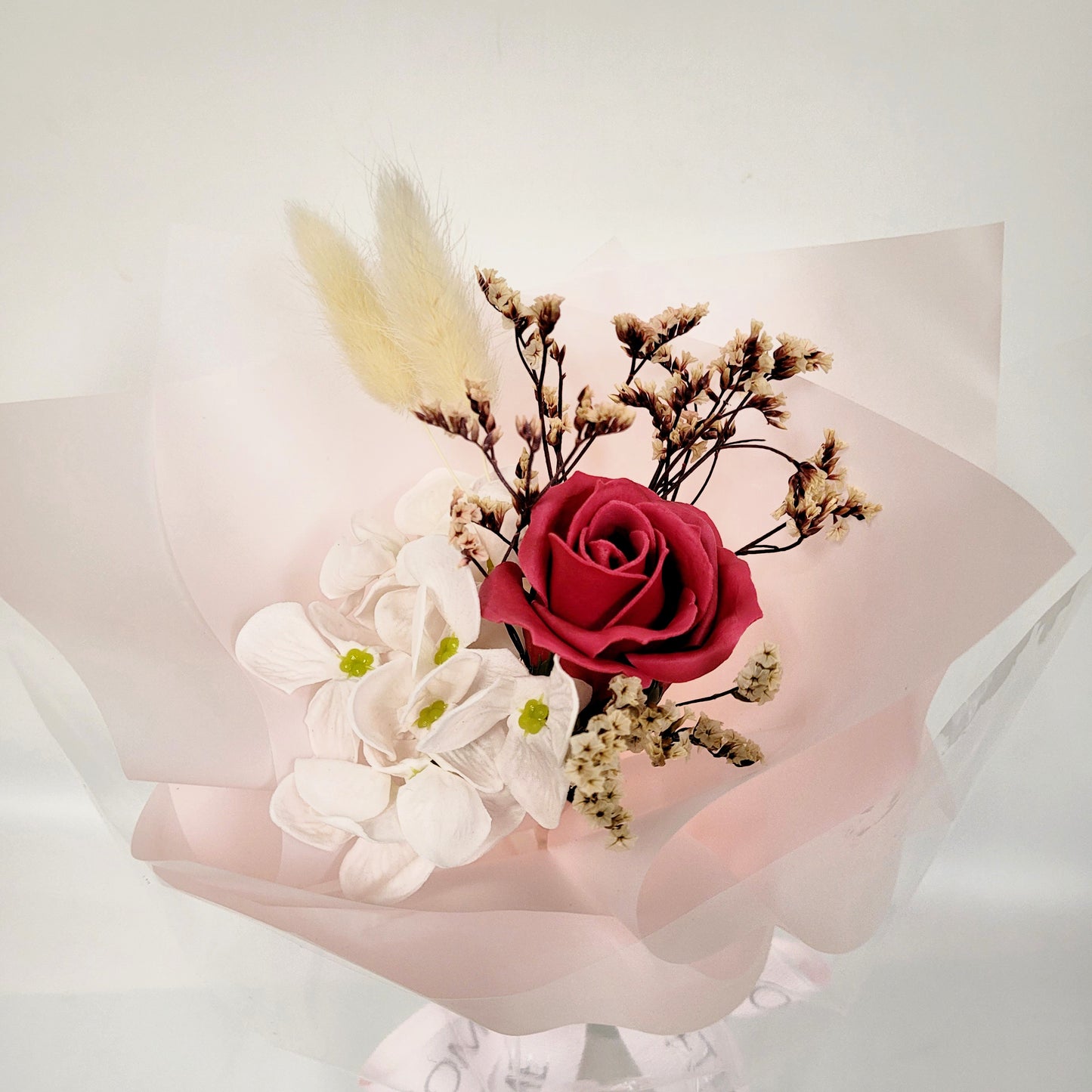 Rose Scented Soap Flower & Dried Crystal Grass Mini Bouquet (6Pcs / 12 Pcs Set)