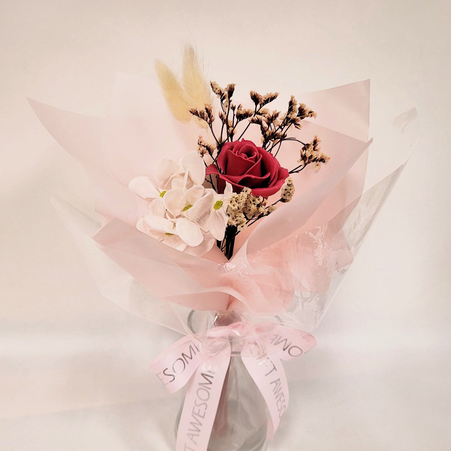 Rose Scented Soap Flower & Dried Crystal Grass Mini Bouquet (6Pcs / 12 Pcs Set)
