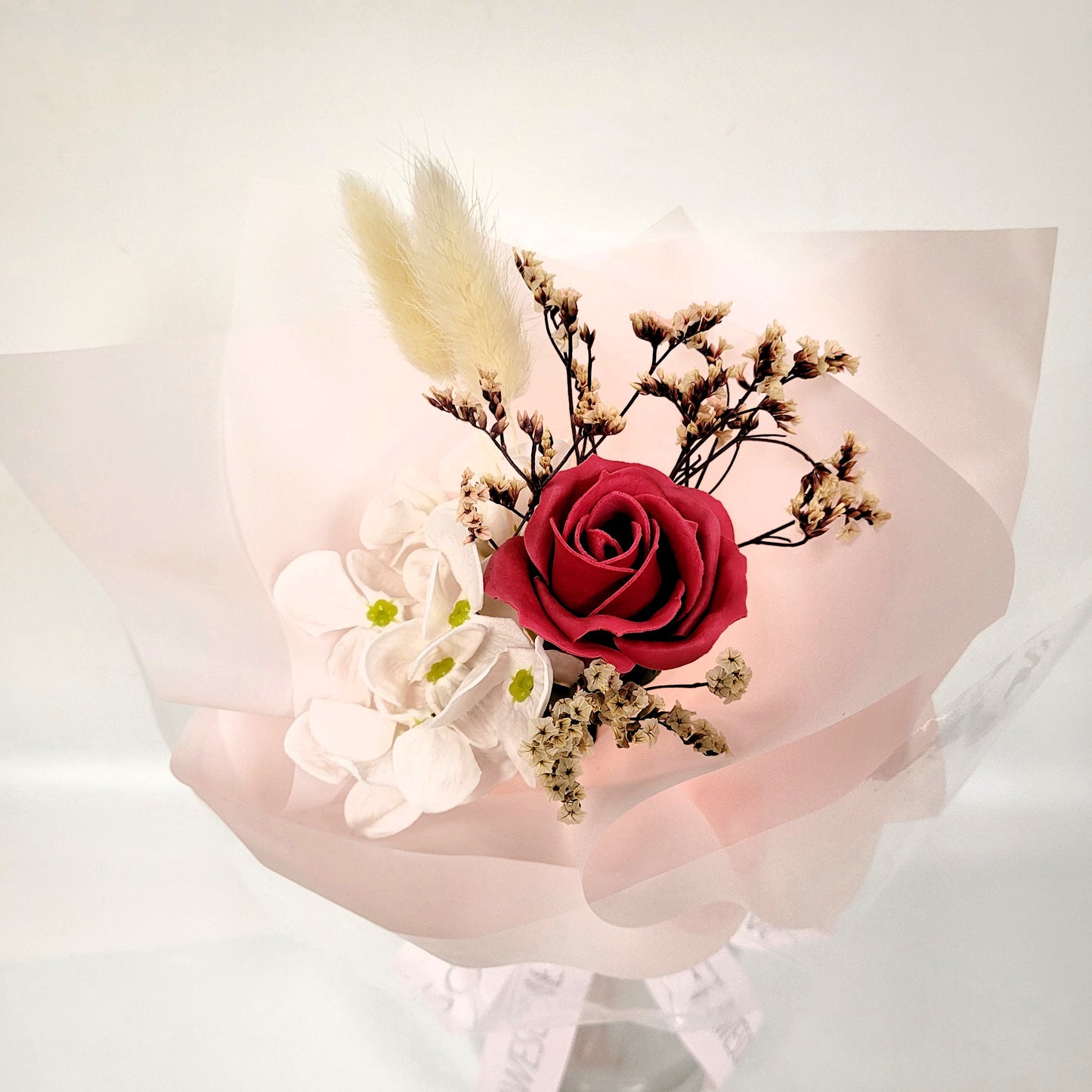 Rose Scented Soap Flower & Dried Crystal Grass Mini Bouquet (6Pcs / 12 Pcs Set)