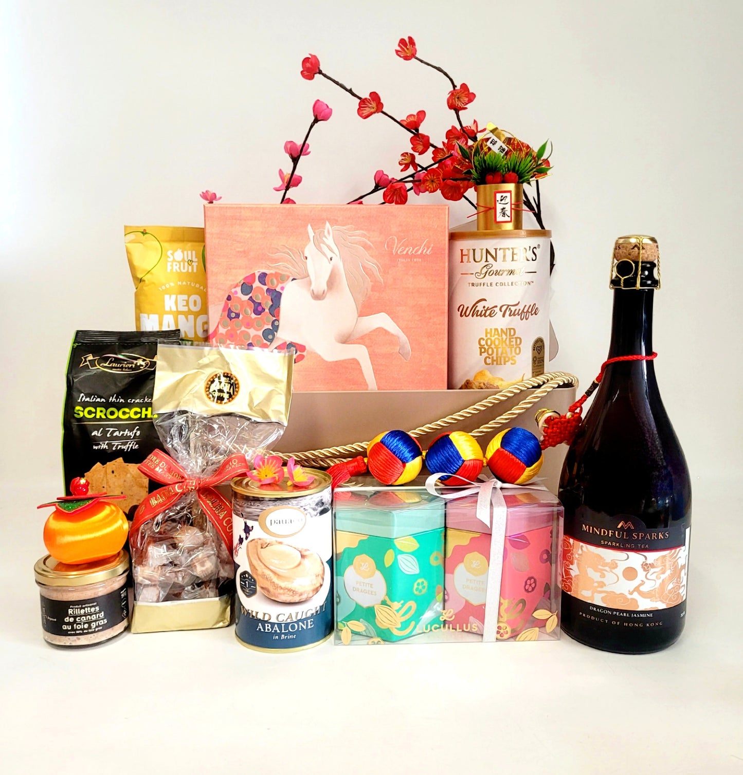 Lucky Horse Golden Hamper Set with Sparkling Tea