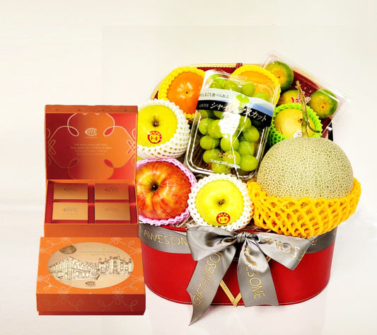 Mid Autumn Deluxe Japanese & Korean Fruit Hamper with Cova Mooncakes