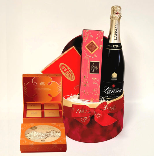 Burgundy Gold Mid Autumn Cova Mooncakes with Wine