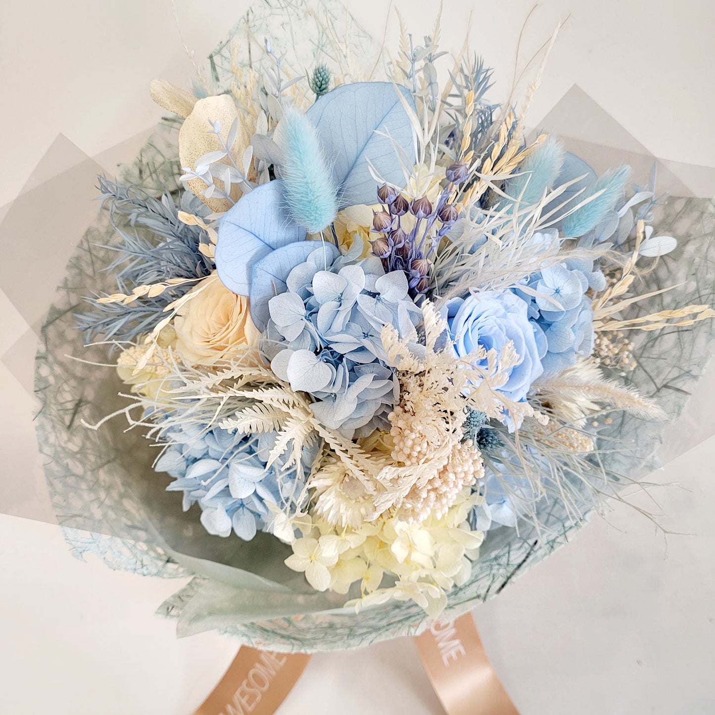 Blossom Blue & Yellow Preserved Flowers Bouquet