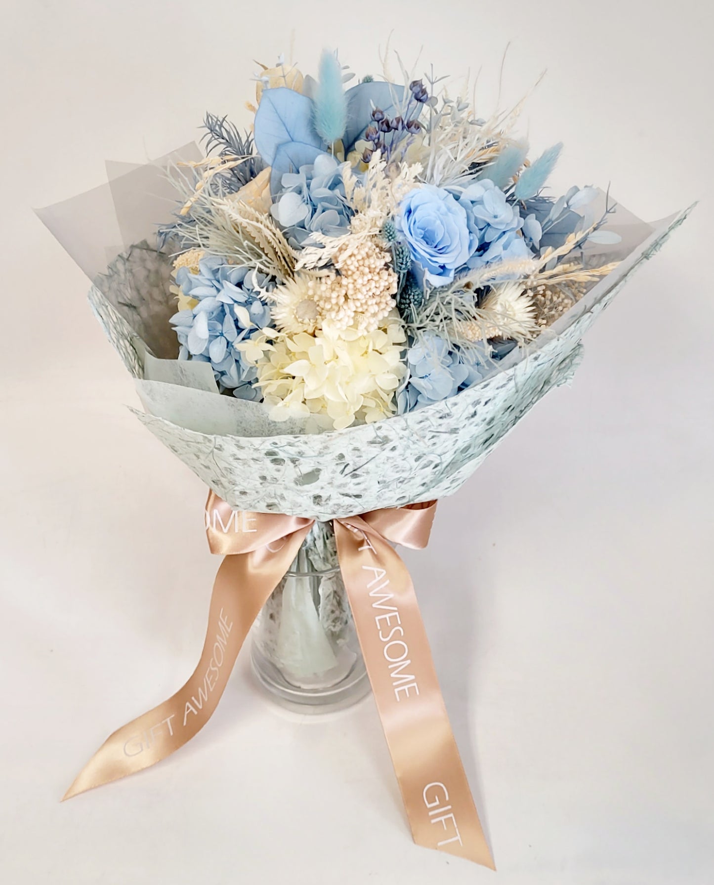 Blossom Blue & Yellow Preserved Flowers Bouquet