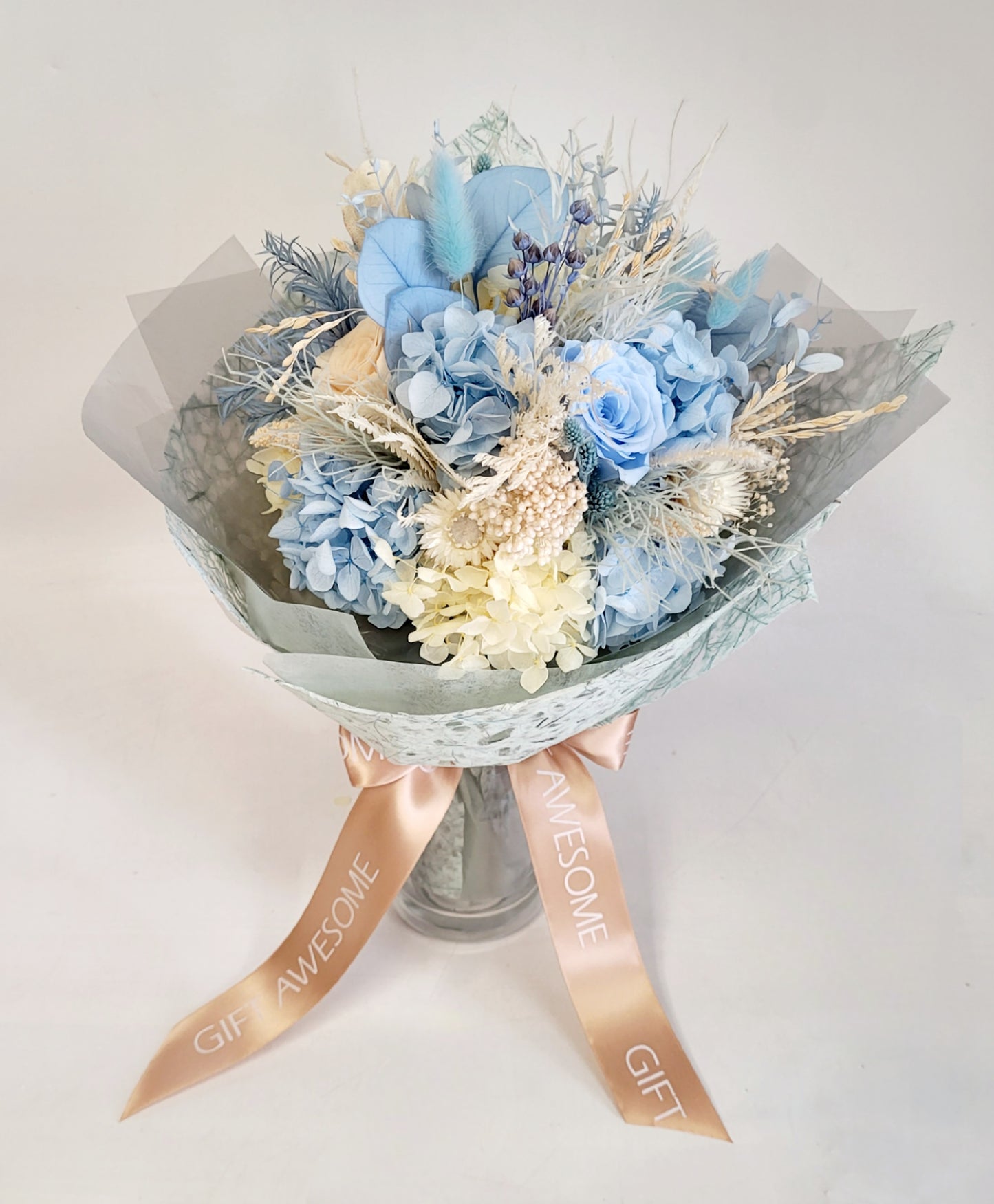 Blossom Blue & Yellow Preserved Flowers Bouquet