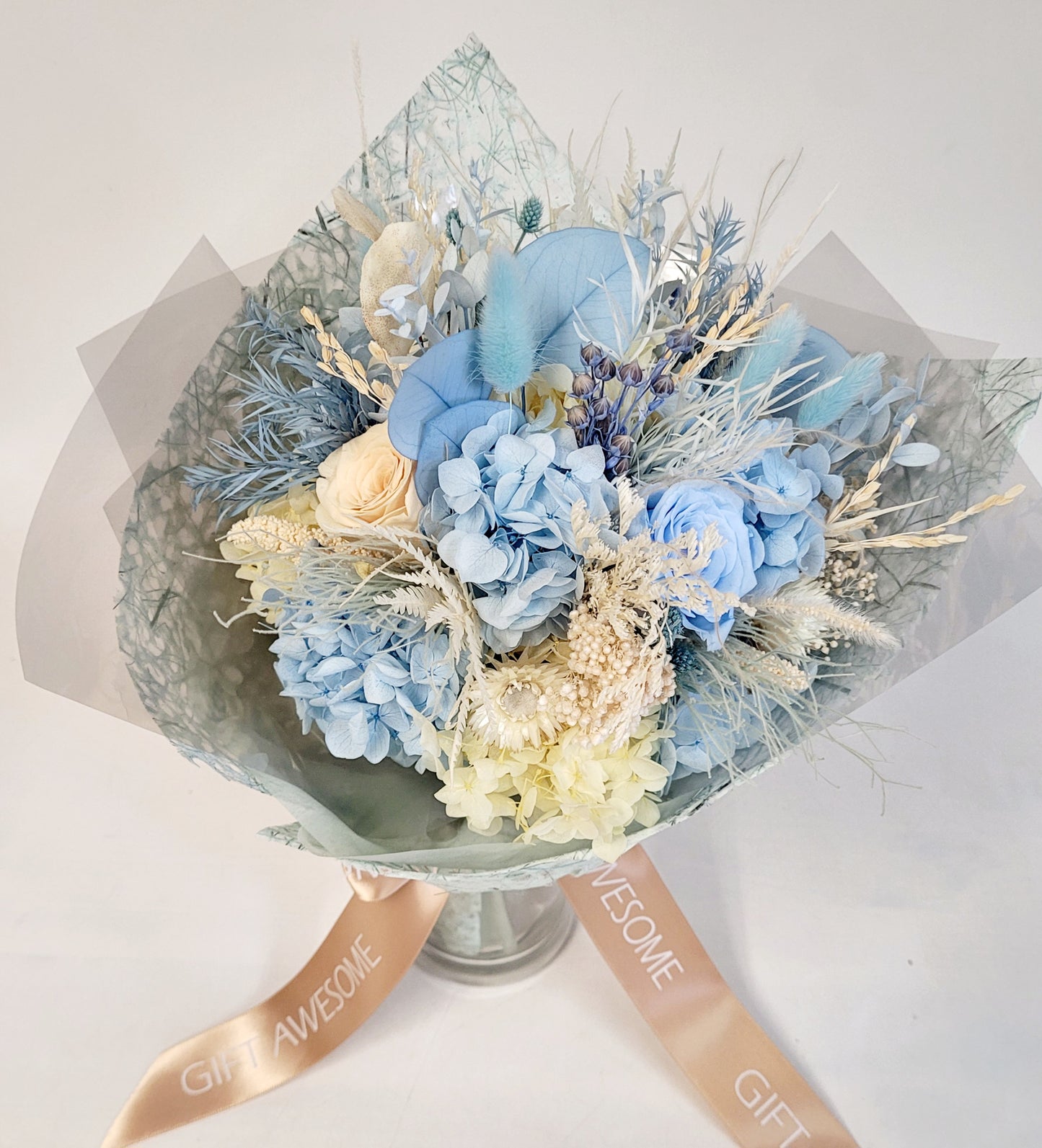 Blossom Blue & Yellow Preserved Flowers Bouquet
