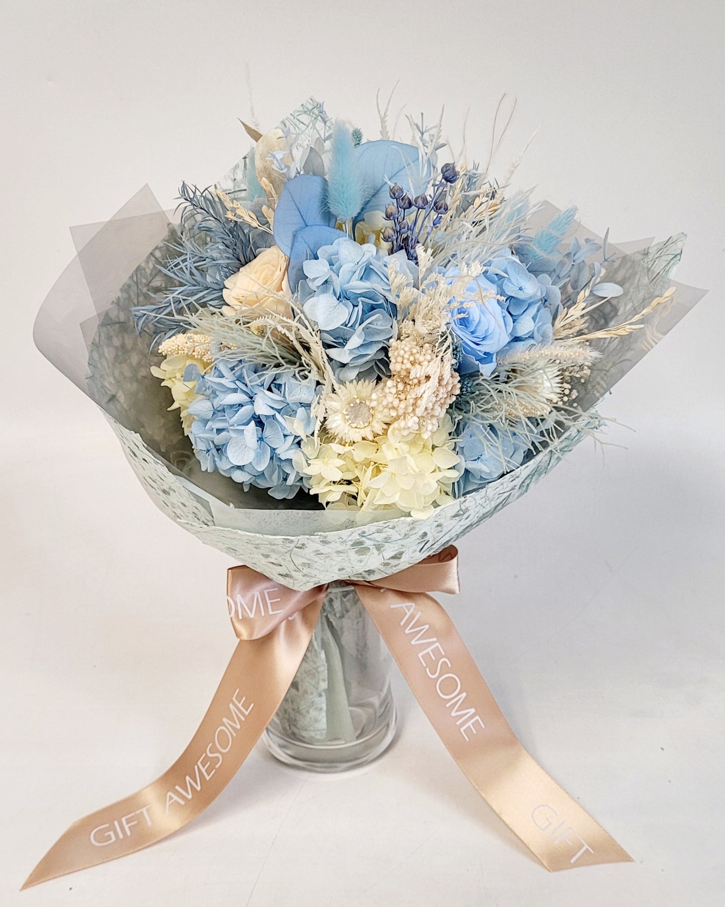 Blossom Blue & Yellow Preserved Flowers Bouquet