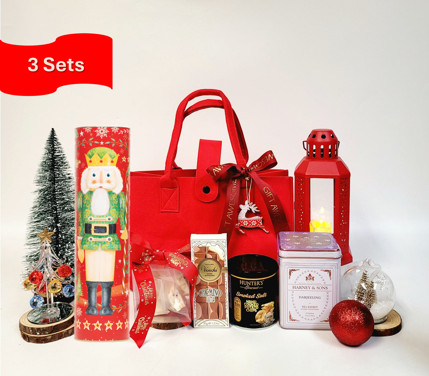 Red Santa Christmas Gift Bag with Juice 3 Sets