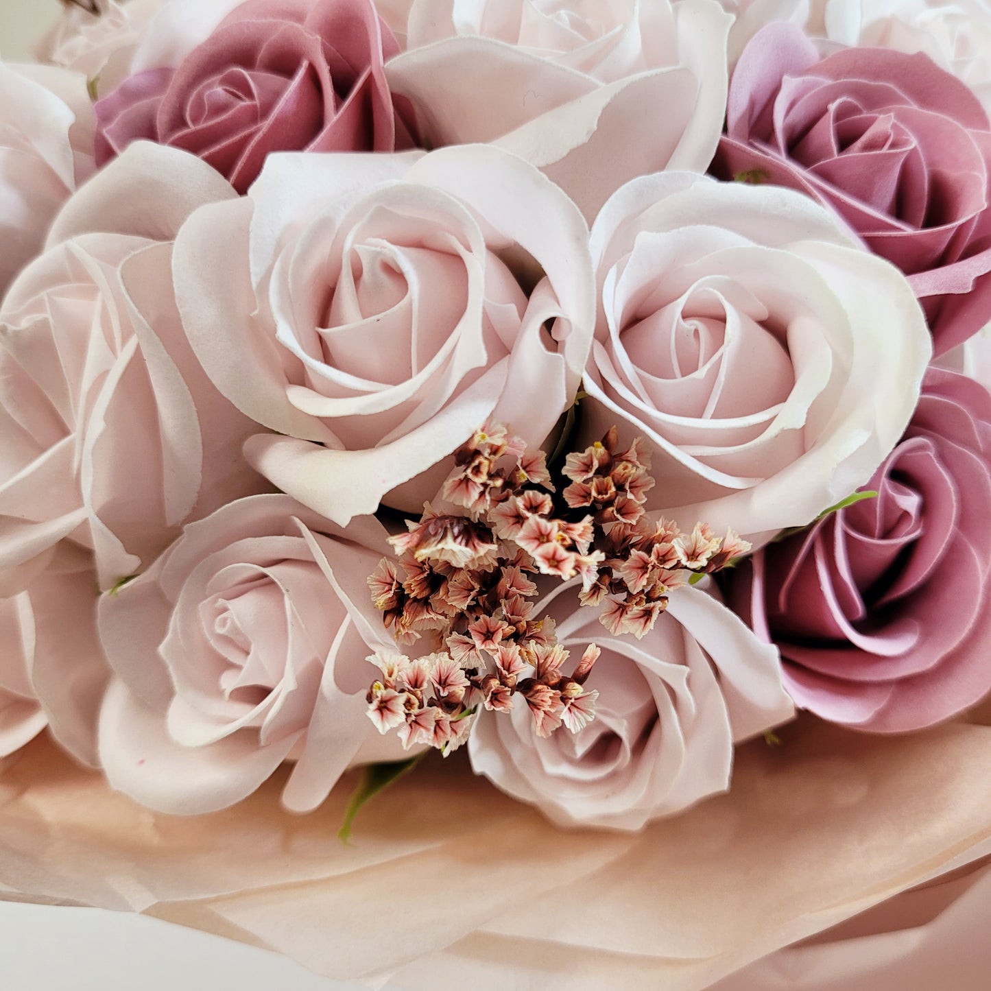 Pink Rose Crystal Grass Scented Soap Flower Bouquet