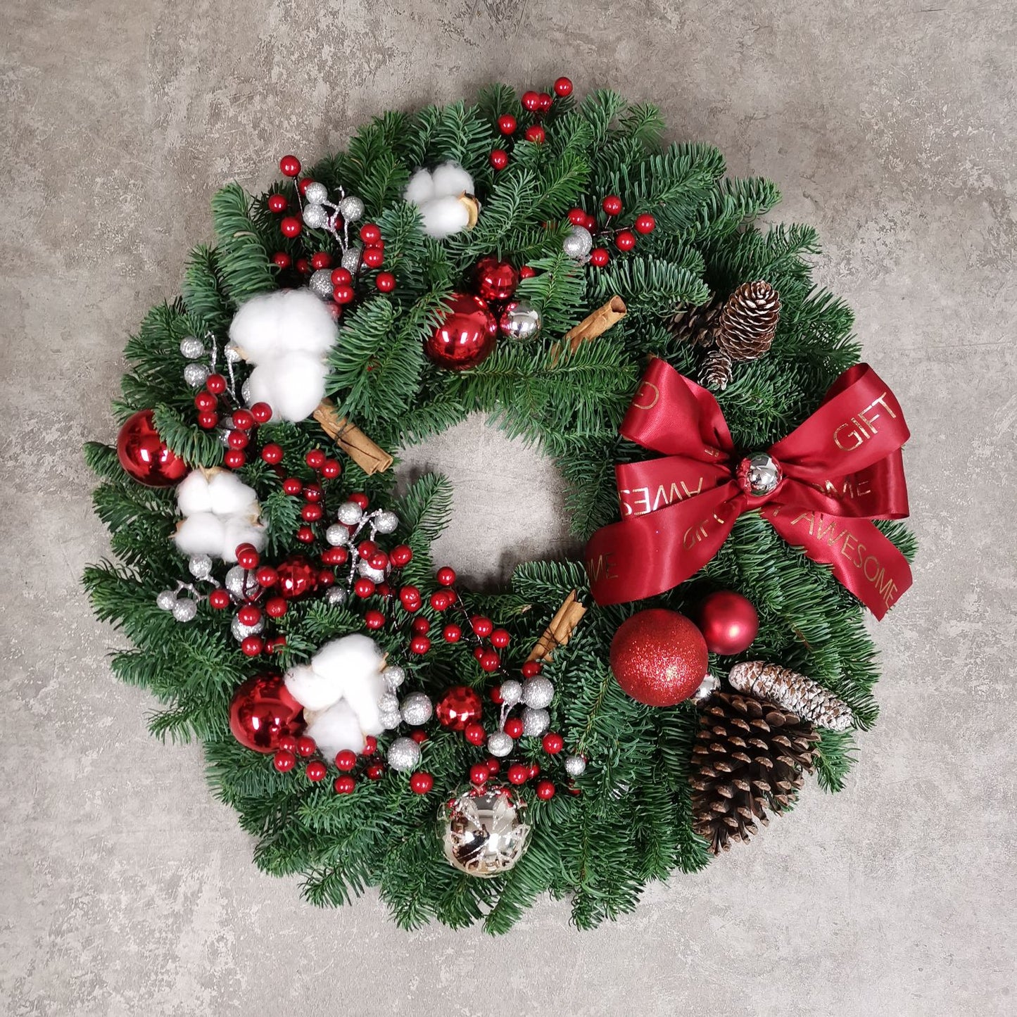 Christmas Red Nobel Wreath 50cm