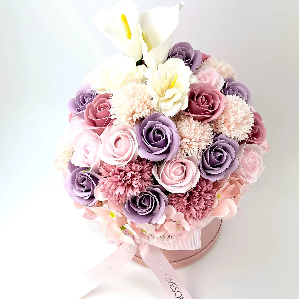 Pink & Purple Rose Jumbo Soap Flowers Box