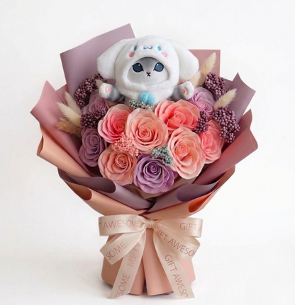 Candy Blossom Scented Soap Flower Bouquet with Mofusand