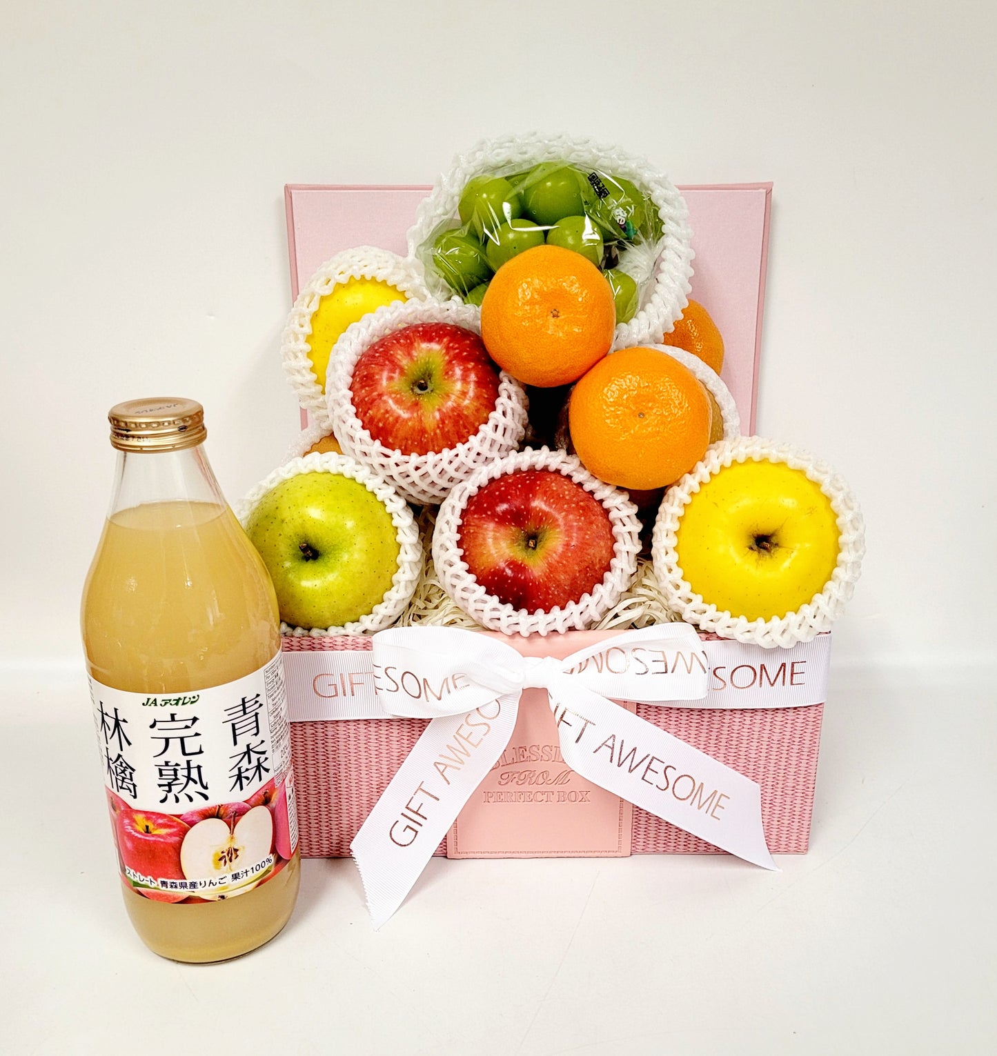 Pink Delightful Japanese & Korean Fruit Hamper with Juice