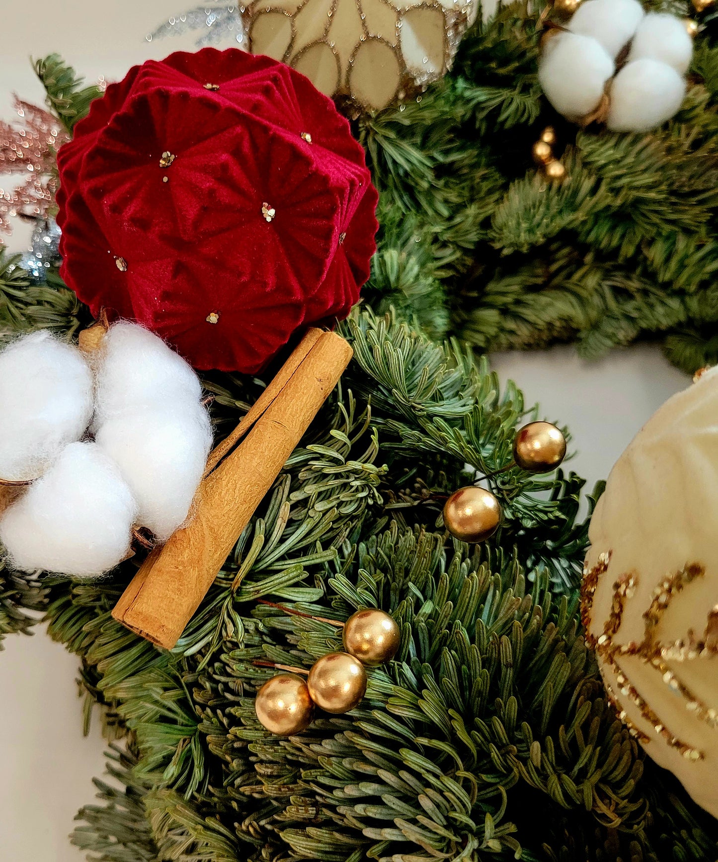 Christmas Burgundy & Whire Nobel Wreath