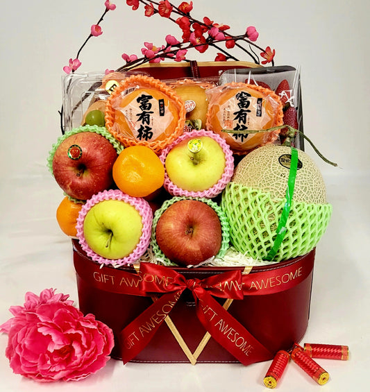 Red Festive Blossom Fruit Hamper