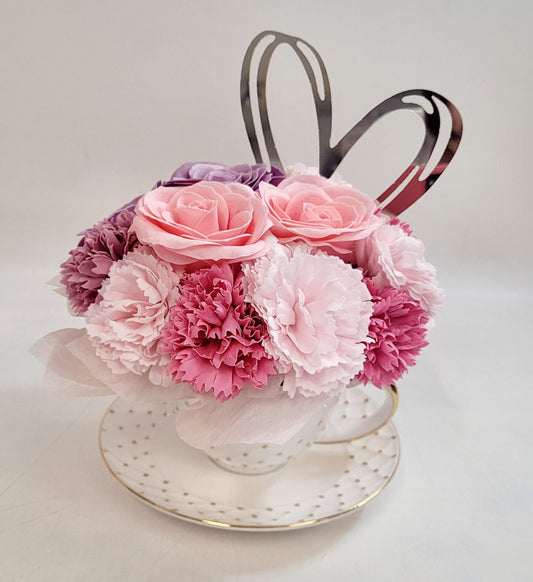 Sweet Scented Soap Flower Cup & Sparkling Tea Gift Set