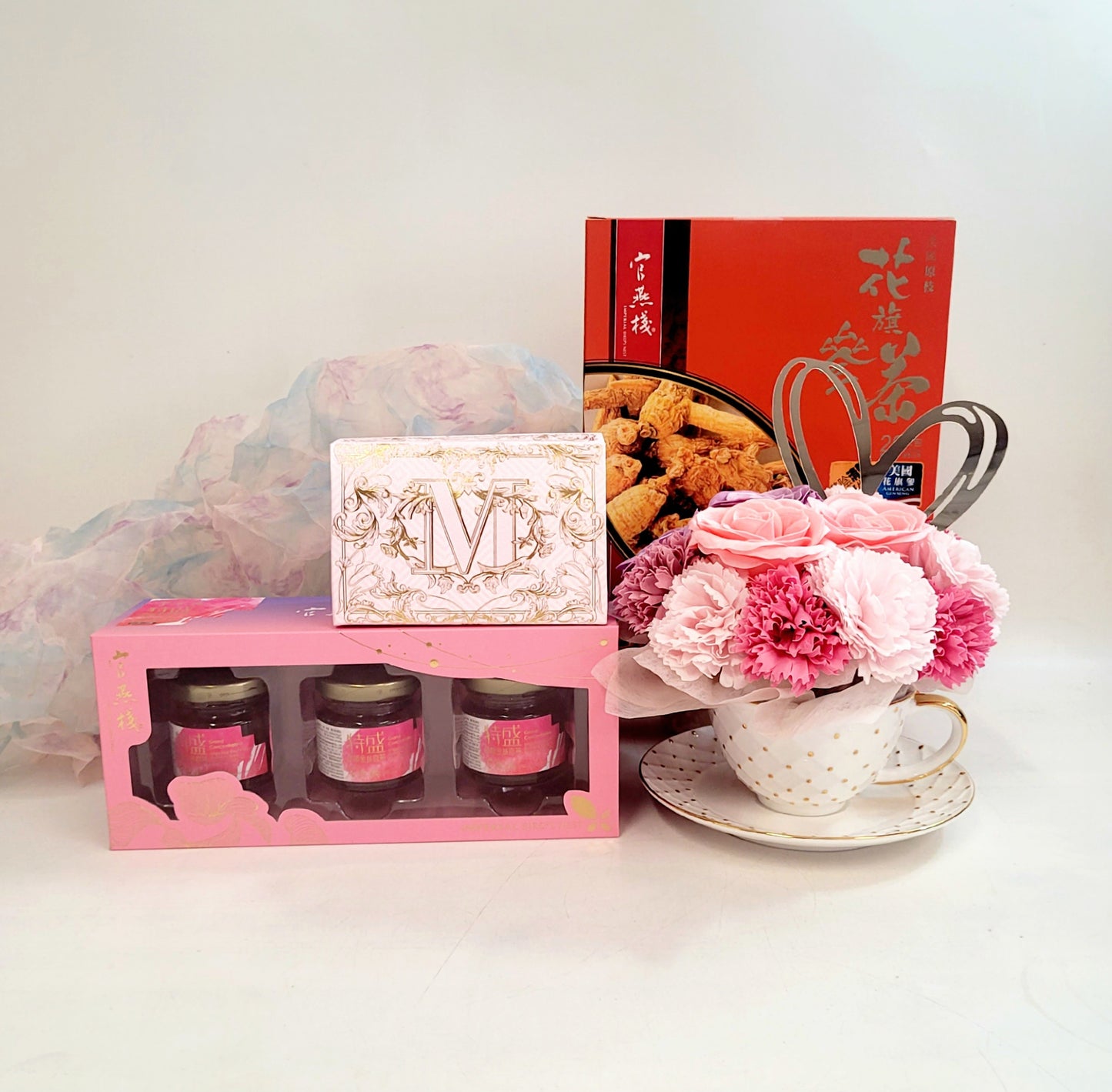 Sweet & Wellness Soap Flowers Cup & Gourmet Hamper
