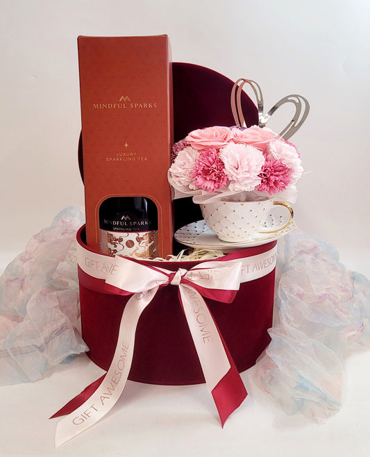 Sweet Scented Soap Flower Cup & Sparkling Tea Gift Set