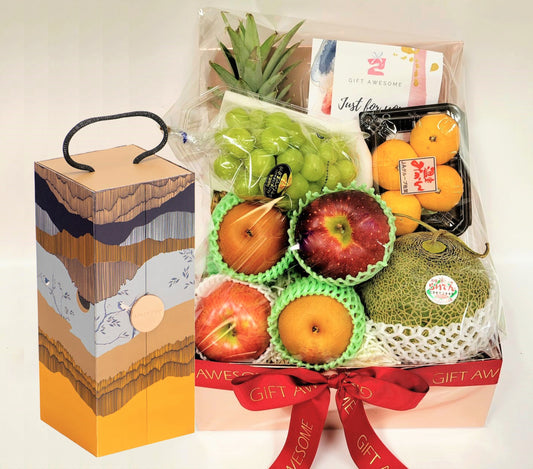 Mid Autumn Deluxe Japanese Fruit Hamper with Rosewood Mooncakes