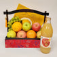 Mid Autumn Red Brocade Fruit Hamper with Kee Wah Mooncake & Wine OR Juice