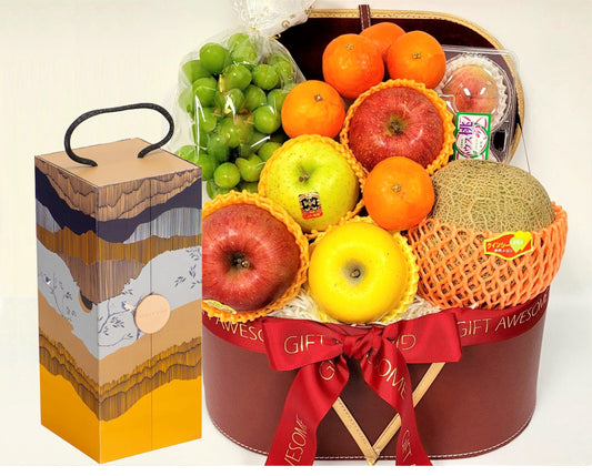 Mid Autumn Deluxe Japanese Fruit Hamper with Rosewood Mooncakes