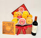 Red Brocade Fresh Fruit Hamper with Imperial Patisserie Mooncakes