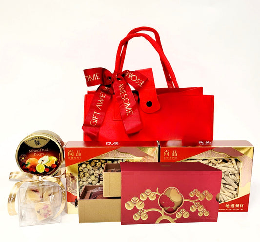 Red Wishes Gift Basket with Mandarin Oriental Mooncakes