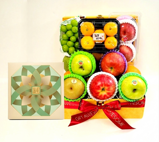 Shining Orange Fruit Hamper with Peninsula Mooncake