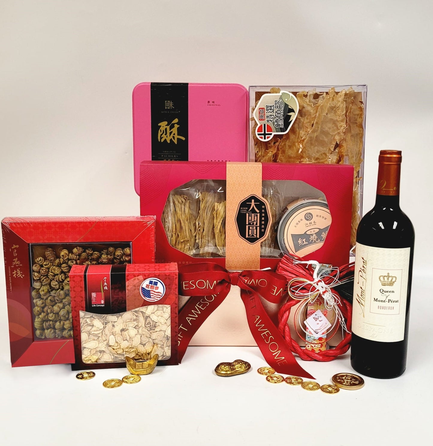 Rose Gold Festive Hamper with Red Wine