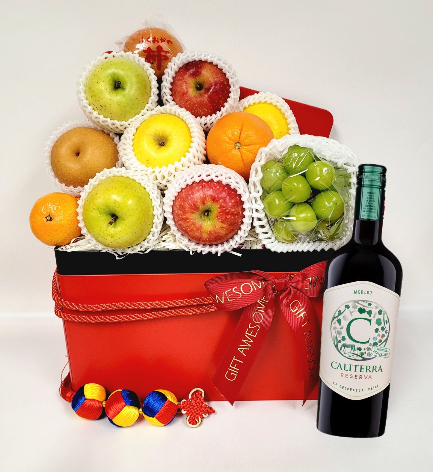 Red Prestige Fruit Hamper with Red Wine