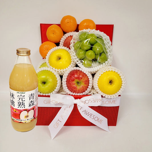 Red Delightful Japanese & Korean Fruit Hamper with Juice