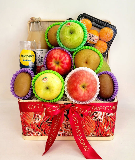 Red Festive Fruit Hamper with Juice