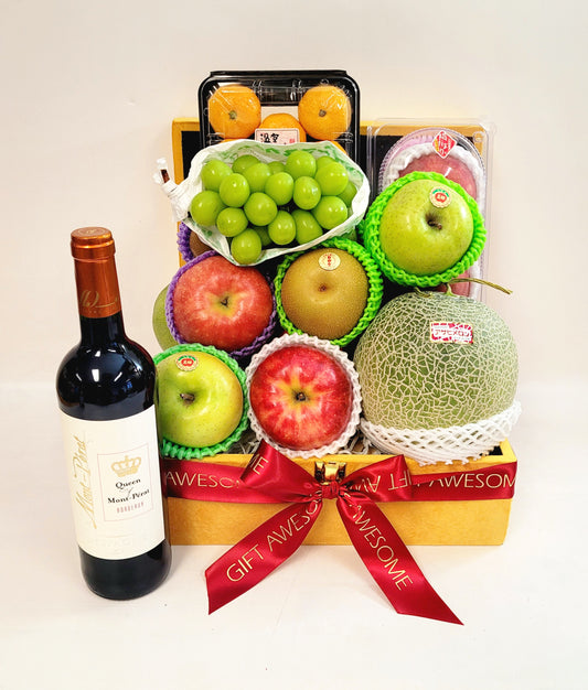 Premium Yellow Fruit Hamper with Wine