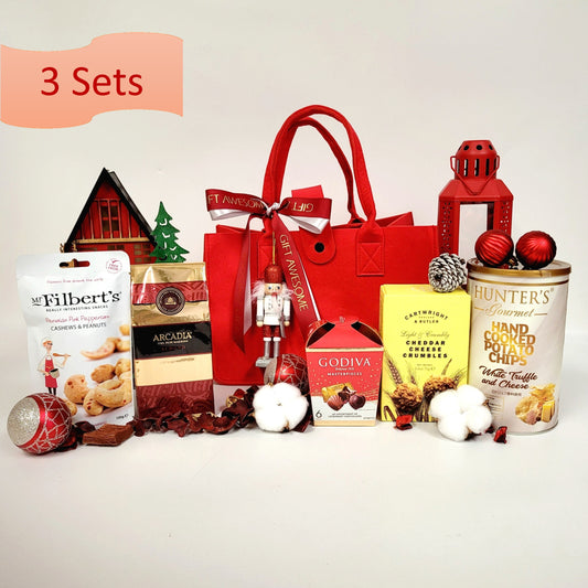Red Christmas Gift Basket 3 Sets