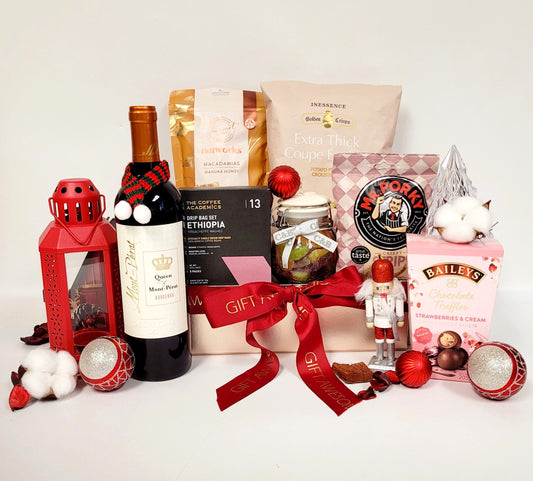 Rose Gold Christmas Gift Hamper with Wine
