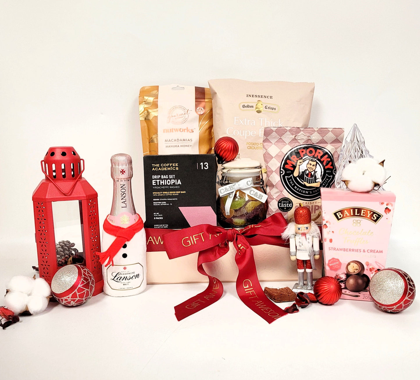 Rose Gold Christmas Gift Hamper with Wine