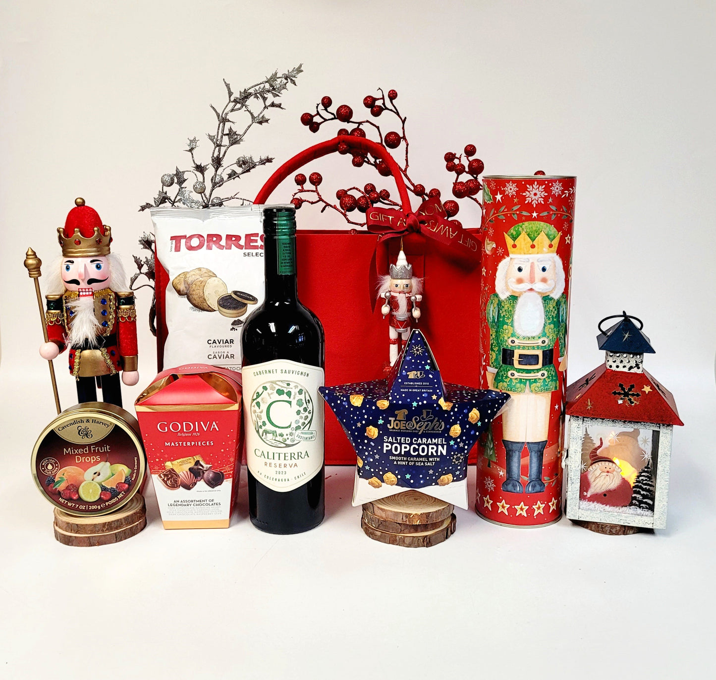 Red Winter Christmas Red Wine Gift Basket