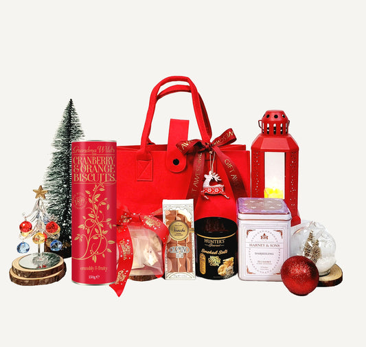 Red Santa Christmas Gift Bag with Tea