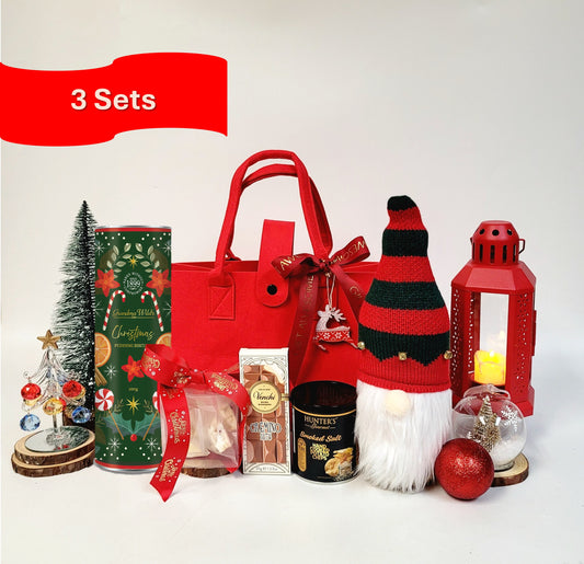 紅色聖誕老人禮物袋與果汁3套