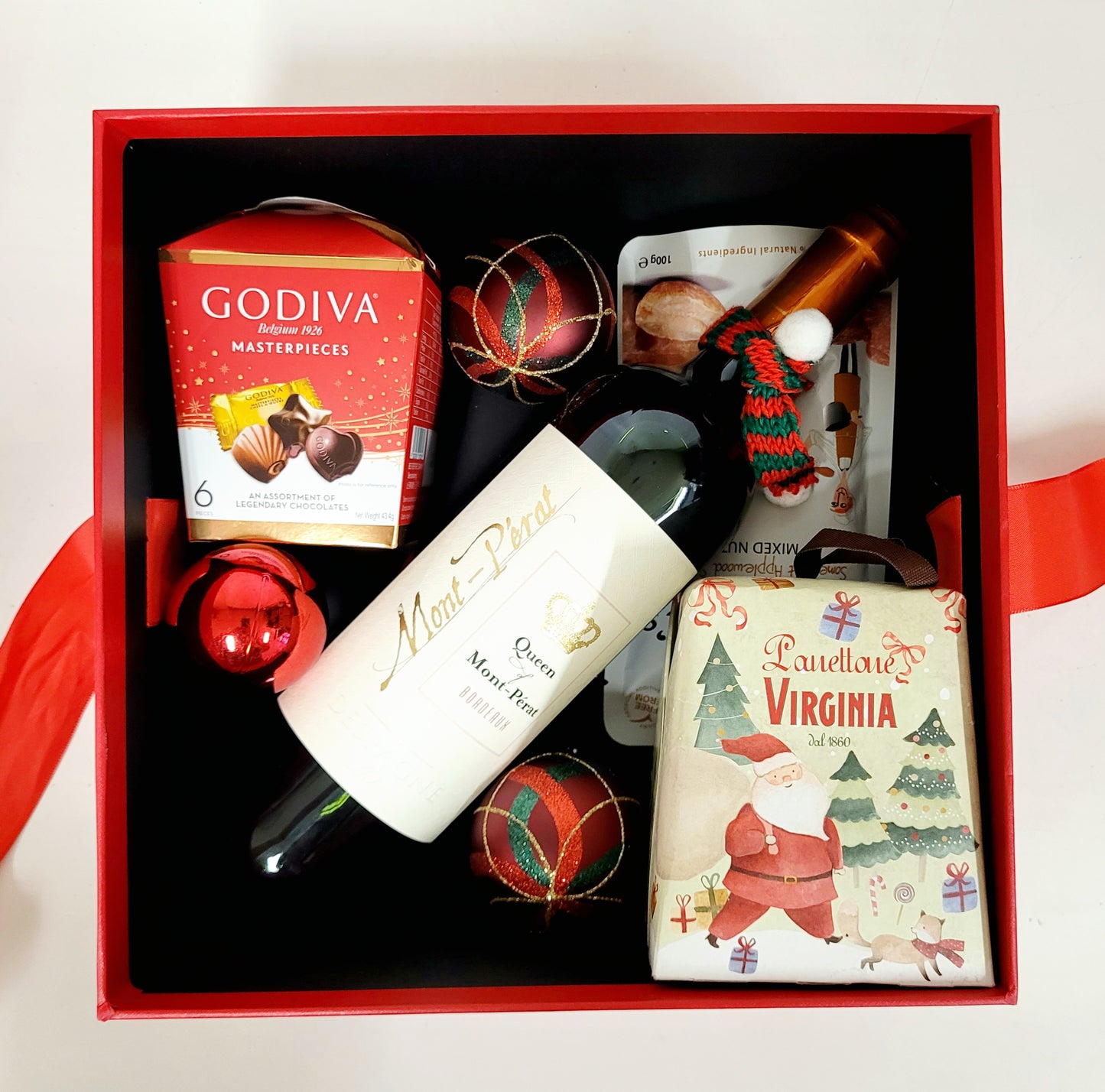 Santa Christmas Gift Hamper with Red Wine