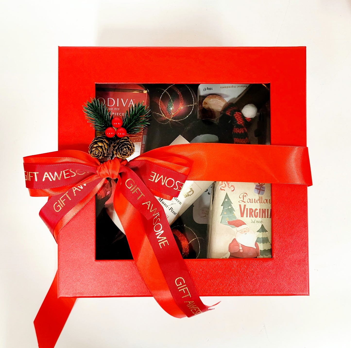 Santa Christmas Gift Hamper with Red Wine