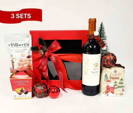 Santa Christmas Gift Hamper with Red Wine 3 Sets