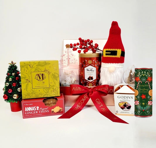 玫瑰金聖誕老人禮物籃