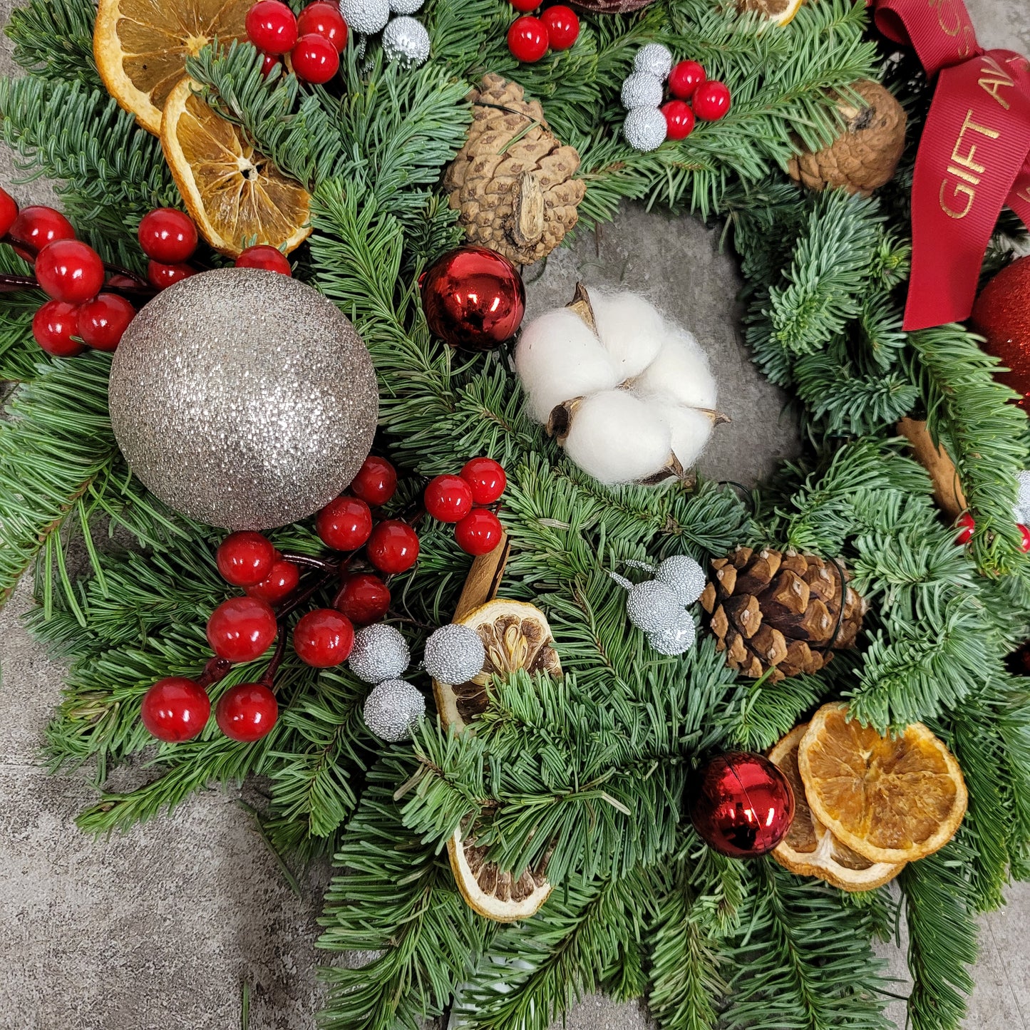 Christmas Nobel Wreath with Dried Fruits 18"