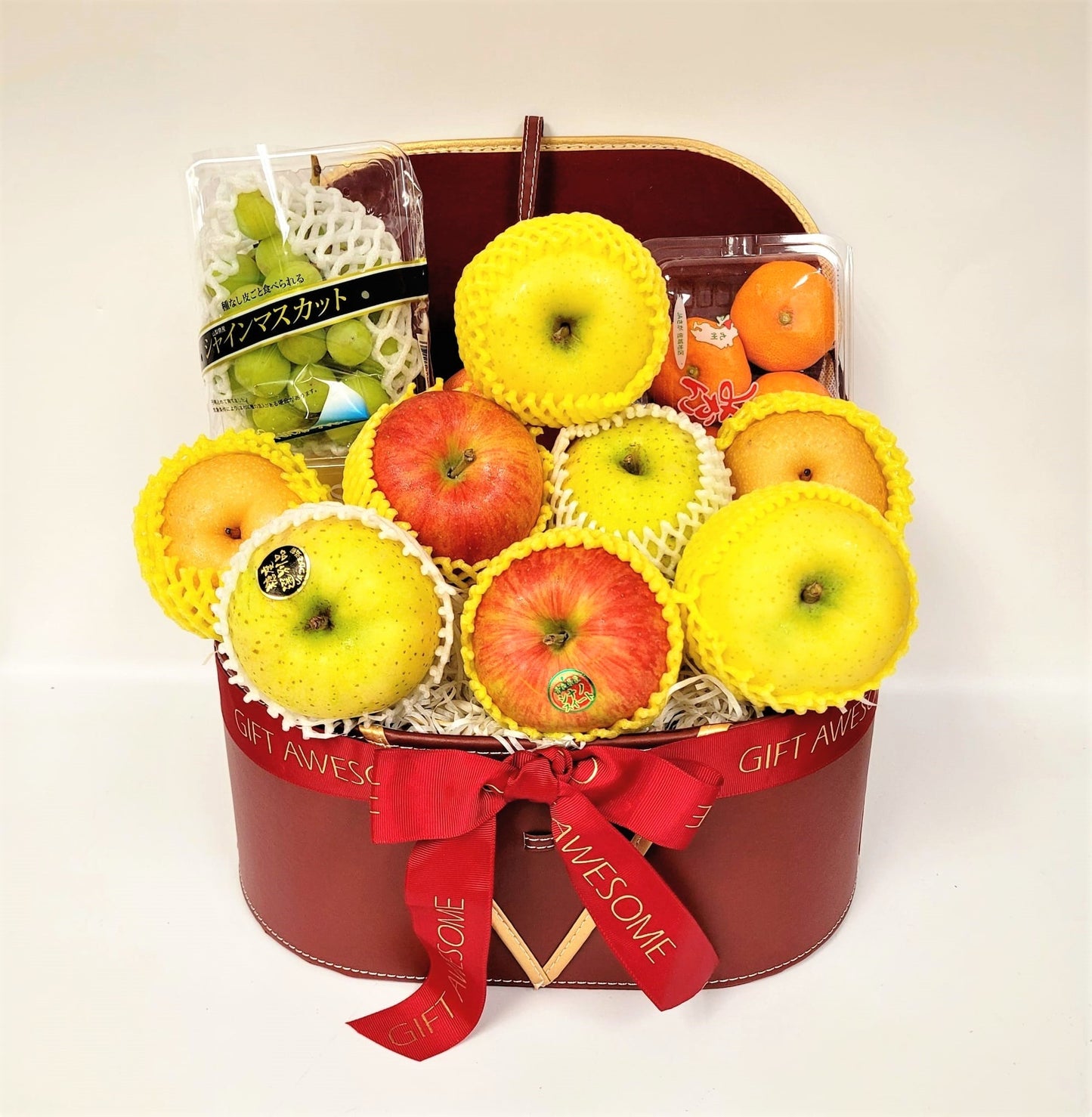 Deluxe Japanese & Korean Fruit Hamper with Burgundy Gift Box