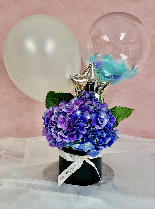 《永恆的愛》繡球花氣球鮮花盒