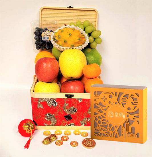 Mid Autumn Red Koi Fruit Hamper & Imperial Patisserie Mooncake