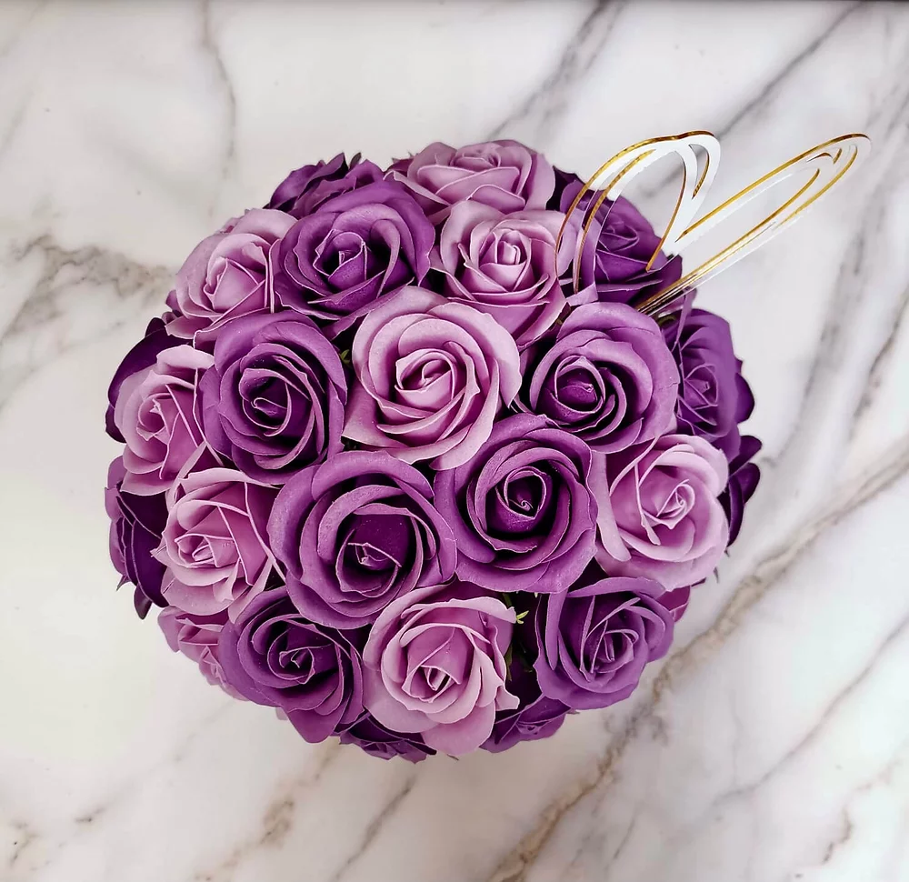 紫玫瑰花束香皂花