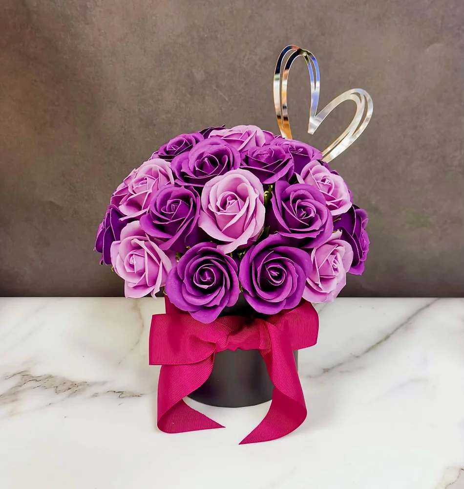 Purple Rose Bouquet Scented Soap Flower